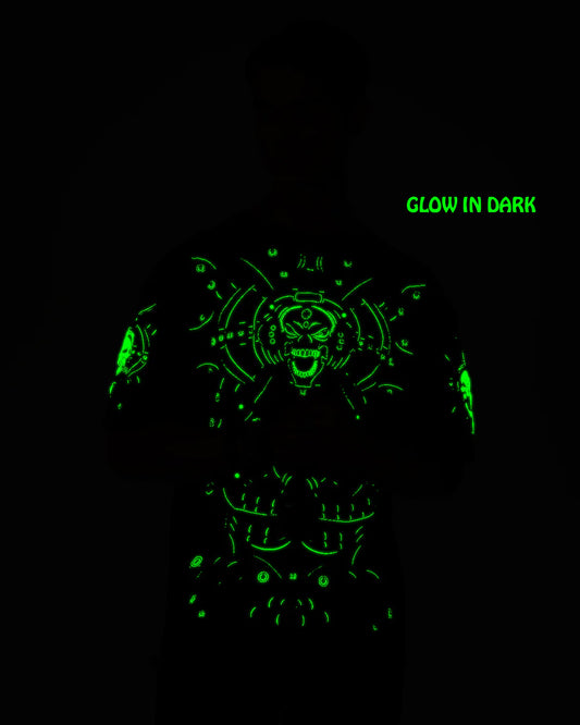 DJ Skull Trance | UV Light Reactive & Glow In Dark | Oversized T-Shirt
