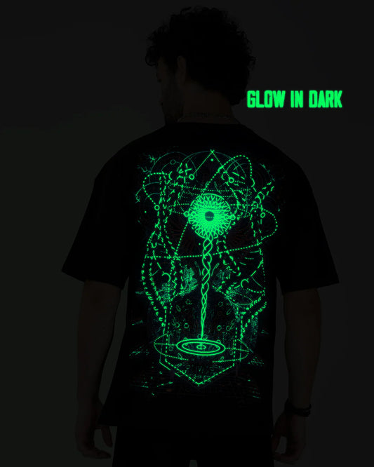 Galaxy in Cubator | UV Light Reactive & Glow In Dark | Oversized T-Shirt