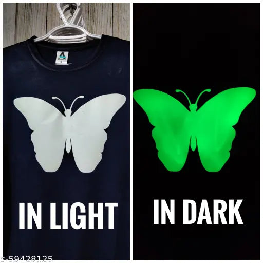 GLOW IN DARK BUTTERFLY BLACK TEEEZ & U T SHIRT FOR BOYS AND GIRLS