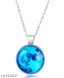 Trending Romantic Glow In The Dark Rising Blue Moon Handmade Crystal Glass Dome Lunar Eclipse Alloy Pendant Necklace With Chain