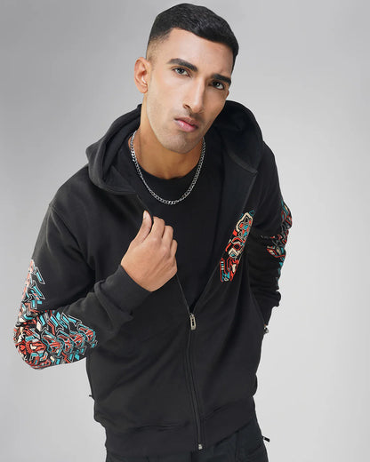 Cyberpunk Skull 0.1 | zip up Cotton Hoodie | UV Light Reactive Plus Glow in Dark