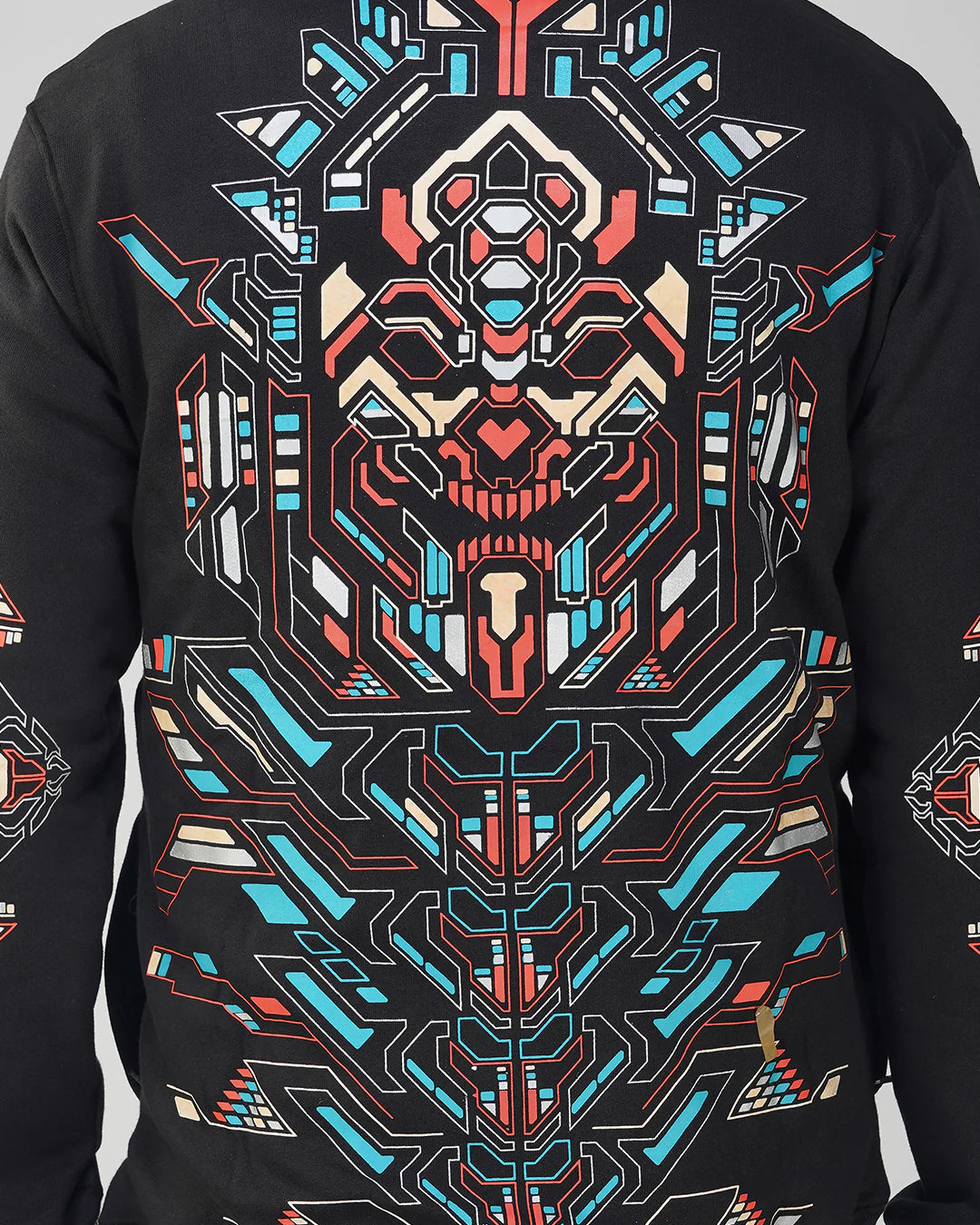 Cyberpunk Skull 0.1 | zip up Cotton Hoodie | UV Light Reactive Plus Glow in Dark