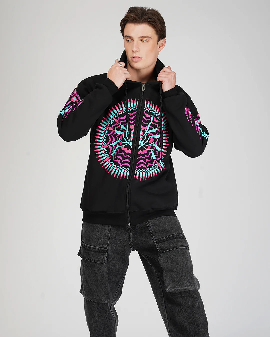 Arakan | Zip-Up Cotton Hoodie UV Light Reactive