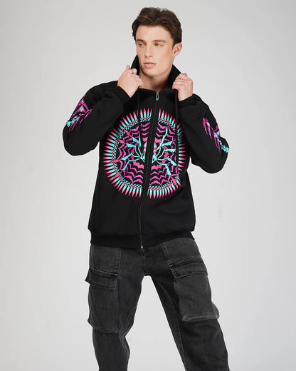Arakan | Zip-Up Cotton Hoodie UV Light Reactive