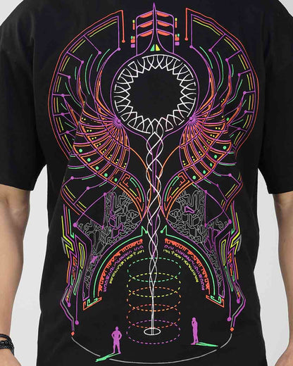Galaxy in Cubator | UV Light Reactive & Glow In Dark | Oversized T-Shirt