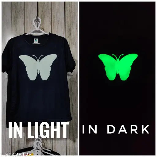 GLOW IN DARK BUTTERFLY BLACK TEEEZ & U T SHIRT FOR BOYS AND GIRLS