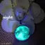 Trending Romantic Glow In The Dark Rising Blue Moon Handmade Crystal Glass Dome Lunar Eclipse Alloy Pendant Necklace With Chain