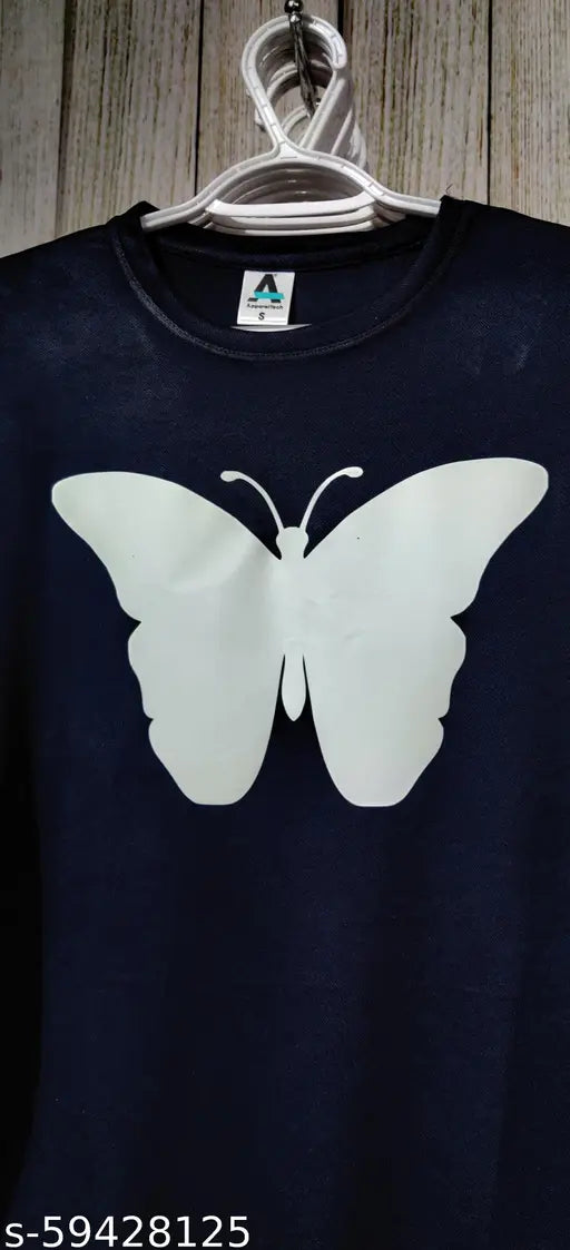 GLOW IN DARK BUTTERFLY BLACK TEEEZ & U T SHIRT FOR BOYS AND GIRLS
