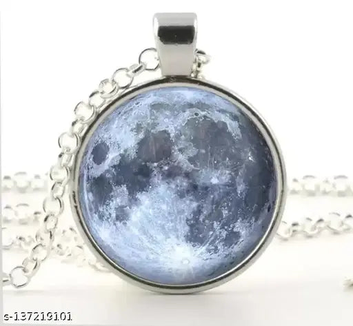 M/S P C Mart Glass Alloy Moonstone Glow in the Dark Moon Pendant For Girls/ Boys Alloy Pendant